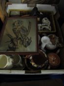 BOX OF MIXED CHINA WARES, ORIENTAL WARES ETC