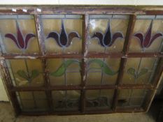 TWELVE PANEL STAINED GLASS WINDOW (A/F)