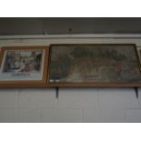 REPRODUCTION POSTER OF NORWICH TOGETHER WITH AN EMBROIDERED PANEL OF A VENETIAN SCENE (2)