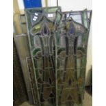 GROUP OF MIXED DAMAGED STAINED GLASS PANELS