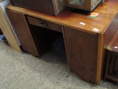 MAHOGANY FRAMED TWIN PEDESTAL DESK WITH SINGLE DRAWER