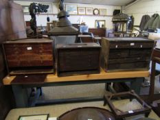 THREE WOODEN FRAMED MULTI-DRAWER TOOL CHESTS (A/F)