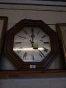 OAK FRAMED HEXAGONAL CLOCK WITH QUARTZ MOVEMENT