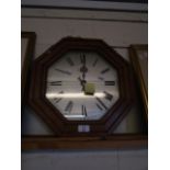 OAK FRAMED HEXAGONAL CLOCK WITH QUARTZ MOVEMENT