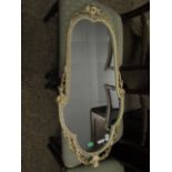 METAL FRAMED CREAM AND GILDED LOZENGE SHAPED WALL MIRROR