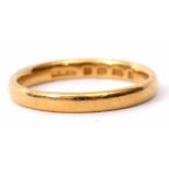 A 22ct gold ring of plain polished design, 3gms, size K/L