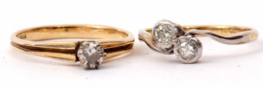 Mixed Lot: diamond cross over ring stamped 18ct and plat, size A/J, together with a small single