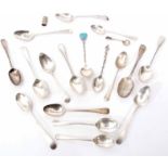 Mixed Lot: comprising 17 various 18th, 19th and 20th century tea spoons including enamelled finials,