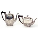 Mixed Lot: comprising an electro plated tea pot of half fluted oval form, together with a further