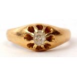 Antique single stone diamond ring, the old cut stone 0.20ct approx, 8 claw set and raised in a mid-