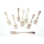 Mixed Lot: comprising pair of George III Old English pattern dinner forks, crested, together with