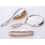 Part dressing table set comprising silver backed hand mirror, hairbrush and clothes brush (30)