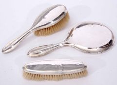 Part dressing table set comprising silver backed hand mirror, hairbrush and clothes brush (30)