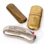 Mixed Lot: comprising two various brass cased petrol cigarette lighters together with a further