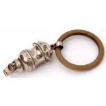 Early 20th century silver and composite combination child's rattle/teether, the waisted body (