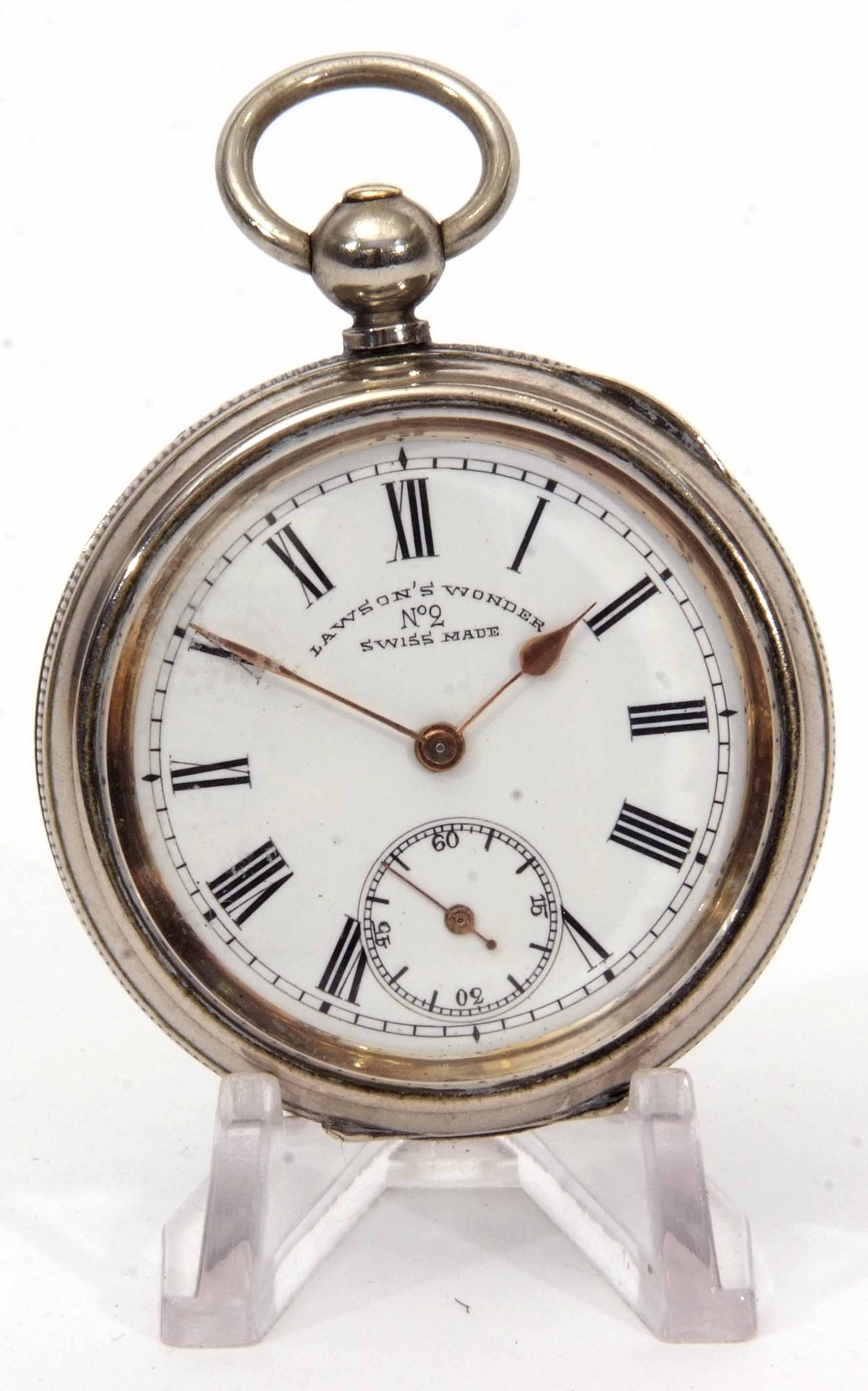 Late 19th century Swiss base metal cased open face cylinder watch, 162318, the frosted and gilt