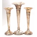 Mixed Lot: comprising two George V trumpet vases of typical flared form, together with two further