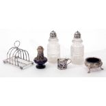 Mixed Lot: comprising two various early 19th century silver lidded cruet bottles each with pierced
