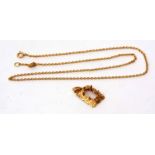 Mixed Lot: 9ct gold pendant mount, 2.6gms, together with a 9ct stamped fancy link chain, 3.3gms (2)