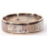 Quay Proctor-Mears wide band ring, chase decorated, stamped 925, maker's mark QPM, size X