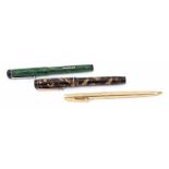 Mixed Lot: comprising a composite green finished pen with screw down cover and chrome finished