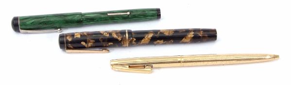 Mixed Lot: comprising a composite green finished pen with screw down cover and chrome finished