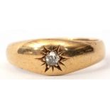 Early 20th century 18ct gold and single stone diamond ring featuring a circular old cut diamond in a