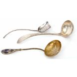 Mixed Lot: comprising an Edward VII Old English point pattern sauce ladle with circular bowl,