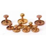 Nine 9ct gold collar studs of various sizes, gross weight 7gms