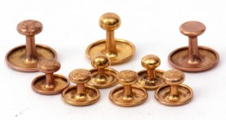 Nine 9ct gold collar studs of various sizes, gross weight 7gms