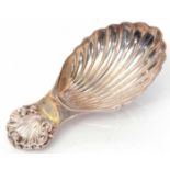 Elizabeth II shell caddy spoon, width 8cm, London 1963, maker's mark AC&S Ltd