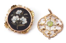 Mixed Lot: petra durer brooch of circular form, a floral spray design (some small losses), 30mm