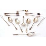 Mixed Lot: comprising a set of six Victorian figural tea spoons with matching sugar tongs,