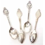 Four George VI Coronation commemorative coffee spoons, each with twin portrait crowned finials dated