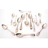 Mixed Lot: comprising three various Old English pattern table spoons together with five various