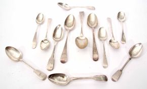 Mixed Lot: comprising three various Old English pattern table spoons together with five various