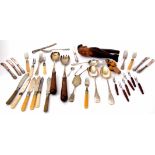 Mixed Lot: comprising various flatware and cutlery together with assorted serving pieces and pair of