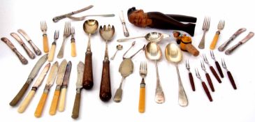 Mixed Lot: comprising various flatware and cutlery together with assorted serving pieces and pair of