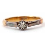 Single stone diamond ring, the brilliant cut diamond 0.10ct approx, multi-claw set and raised