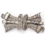 Vintage paste set double clip bar brooch (a/f)