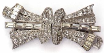 Vintage paste set double clip bar brooch (a/f)