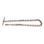 Late 19th century silver brick link watch chain, set with single swivel and T-bar, length 32cm