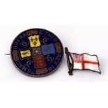 Mixed Lot: Naval white metal and enamel "St Georges" ensign brooch, stamped 800, together with a