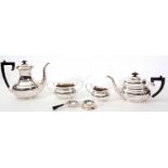 Mid-20th century electro plated four piece tea and coffee service comprising coffee pot, tea pot,