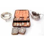 Mixed Lot: comprising five various silver and enamelled souvenir type tea spoons together with a