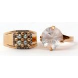 Mixed Lot: a 750 stamped paste set dress ring, size M, together with a modern yellow metal dress