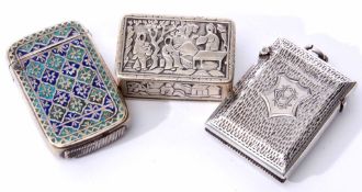 Mixed Lot: comprising an Edward VII vesta case with bark effect panels and monogrammed cartouche