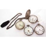 Mixed Lot: comprising three various silver cased pocket watches comprising two open face and one