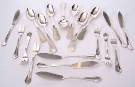 Mixed Lot: comprising 5 + 2 German Fiddle type pattern table spoons, all marked with the German