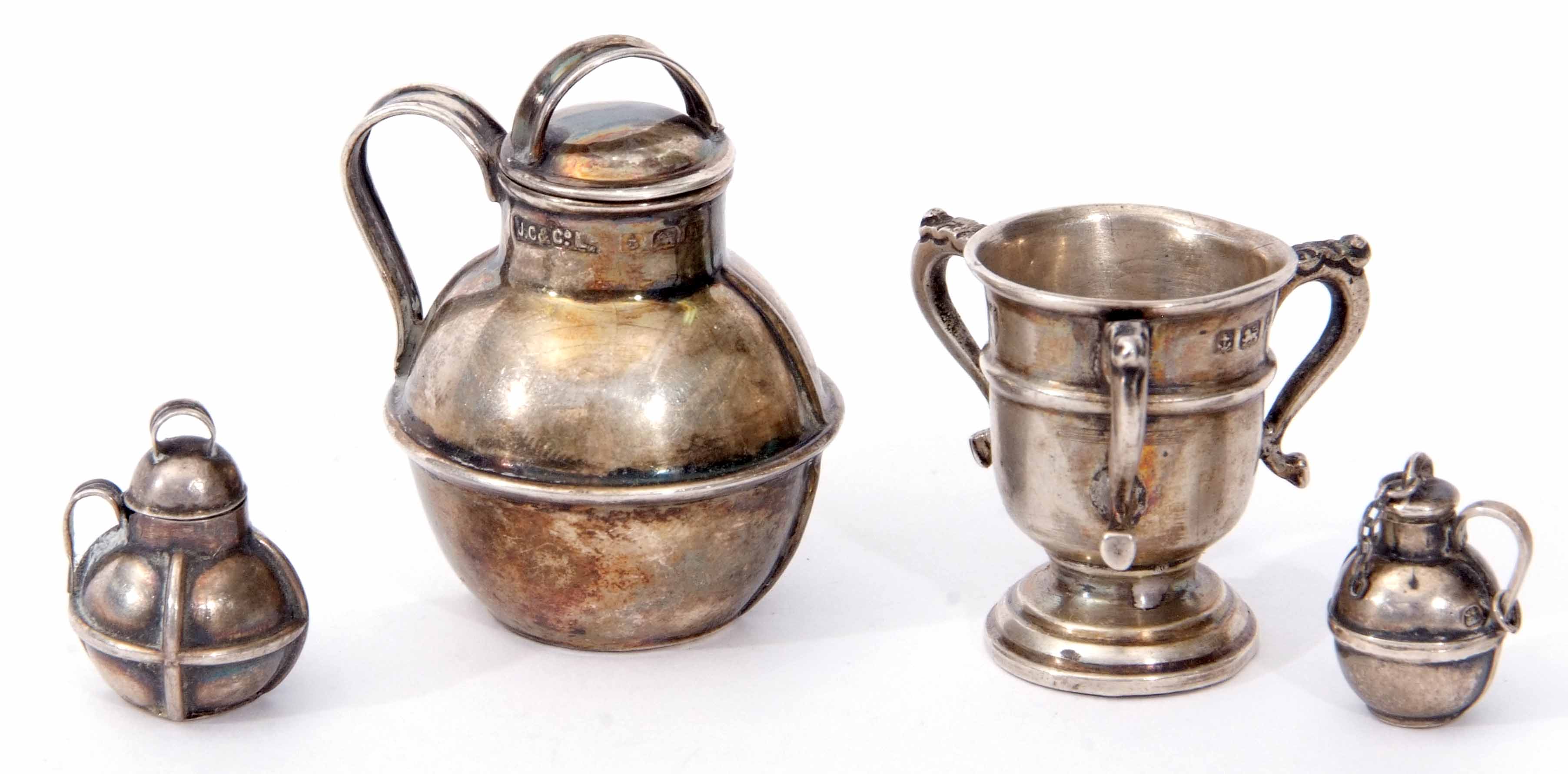 Mixed Lot: comprising three various miniature Jersey milk canisters, largest Birmingham 1907,